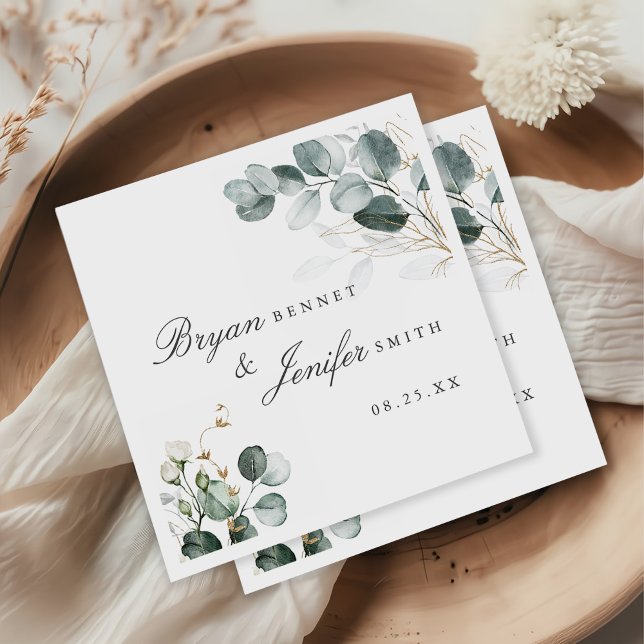 Rustic Botanical Eucalyptus Greenery Wedding Napkin (Creator Uploaded)
