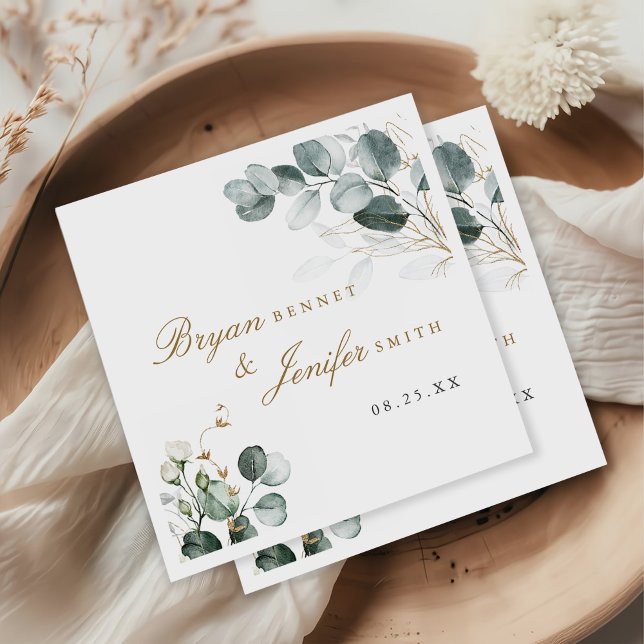 Rustic Botanical Eucalyptus Greenery Wedding Napkin (Creator Uploaded)