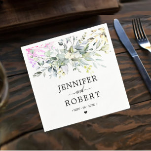 Rustic Botanical Eucalyptus Greenery Wedding  Napkin