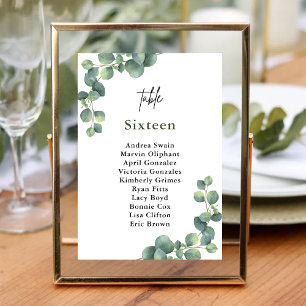 Rustic Botanical Eucalyptus Greenery Wedding Table Number