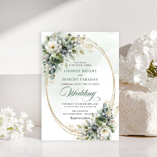 Rustic Botanical Eucalyptus Wedding Invitation