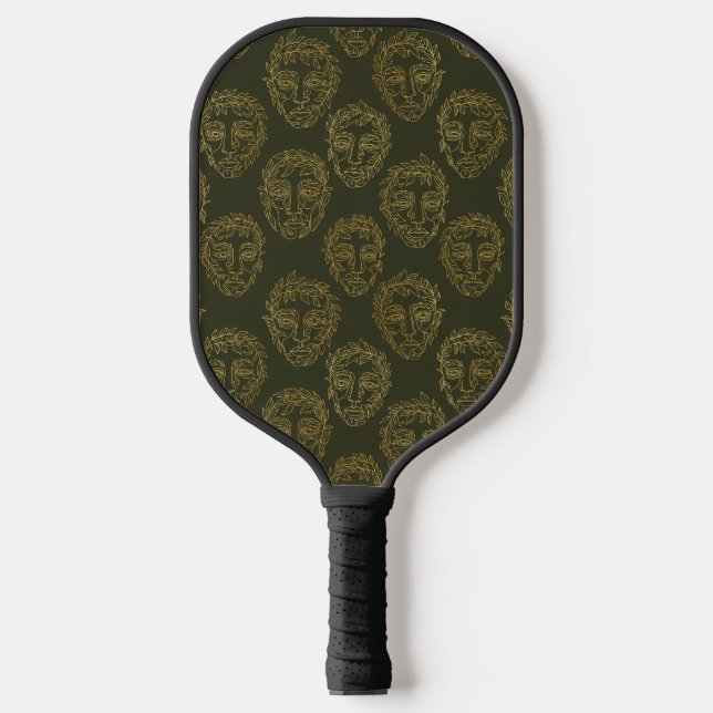 Rustic Botanical Face Line Pattern (2) Pickleball Paddle (Front)