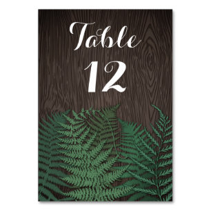 Rustic Botanical Fern Wedding Table Number Cards