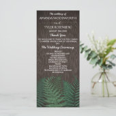 Rustic Botanical Fern Woodland Wedding Programs Programme (Standing Front)