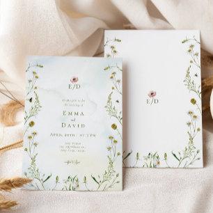 Rustic botanical Flowers bees Wedding Invitation