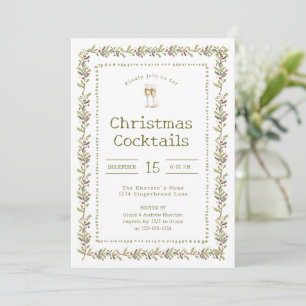 Rustic Botanical Green Christmas Party Invitation