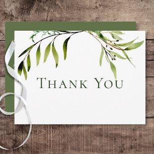 Rustic Botanical Greenery Bough Wedding Thank You Card