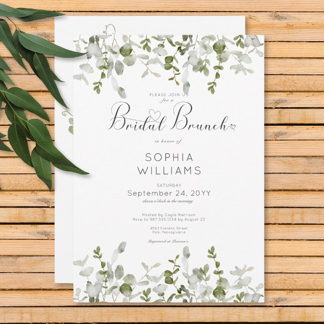 Rustic Botanical Greenery Bridal Brunch Invitation (Rustic Botanical Greenery Bridal Brunch Invitation)