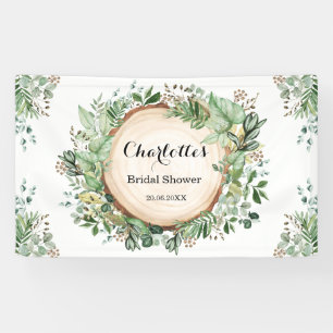 Rustic Botanical Greenery Bridal Shower Welcome Banner