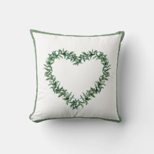 Rustic Botanical Greenery Leaf Simple Wreath Green Cushion