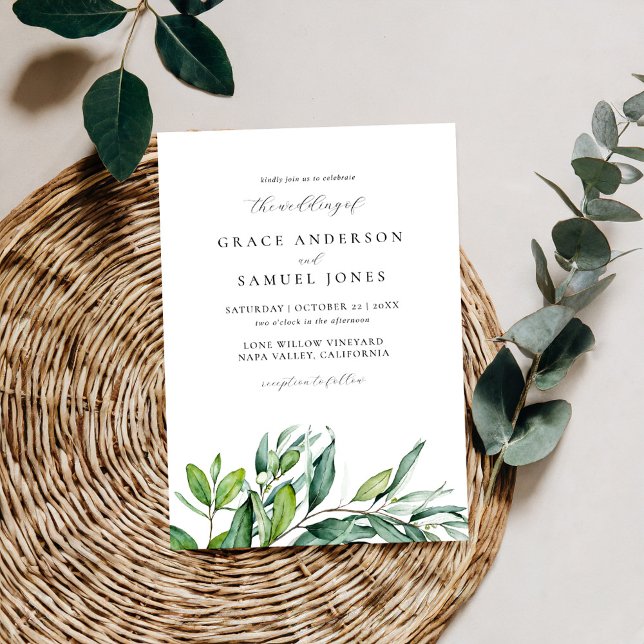 Rustic Botanical Greenery Wedding Invitation (Creator Uploaded)