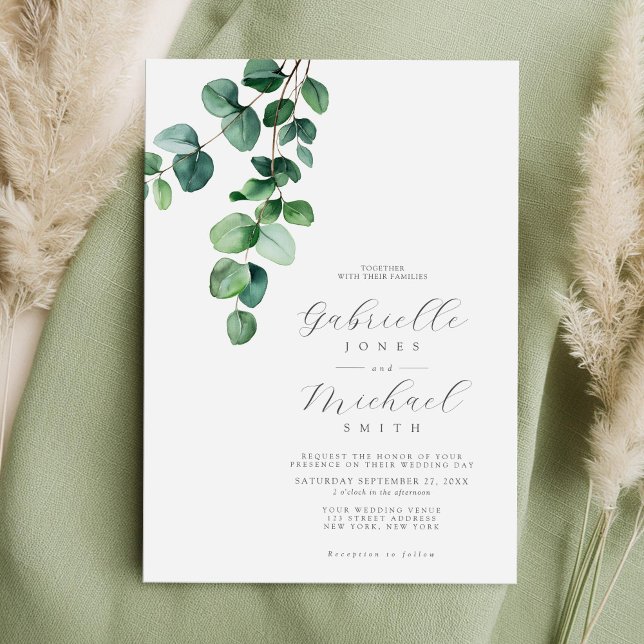 Rustic Botanical Greenery Wedding Invitation (Creator Uploaded)