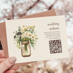 Rustic Botanical Greenery Wedding Qr code Enclosure Card