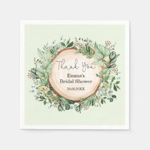 Rustic Botanical Greenery Wedding Shower Favours Napkin