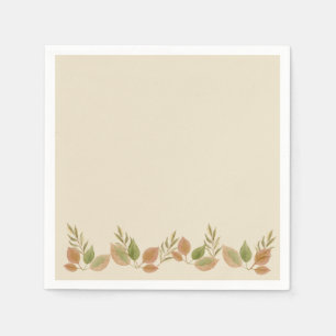 Rustic Botanical Leaf Border Napkins   Soft Autumn