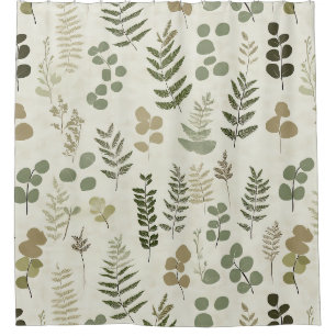 Rustic Botanical Leaf in Earthy Brown and Olive Shower Curtain