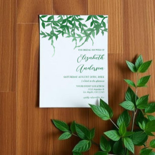 Rustic Botanical Leaves Bridal Shower Invitation