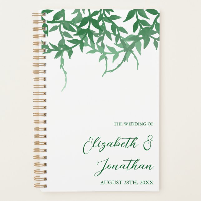 Rustic Botanical Leaves Wedding Planner (Front)