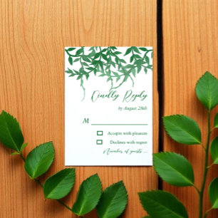 Rustic Botanical Leaves Wedding RSVP Card