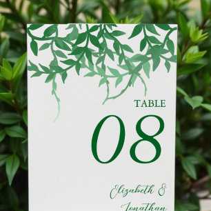 Rustic Botanical Leaves Wedding Table Number