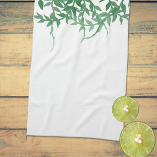 Rustic Botanical Leaves Wedding Tea Towel