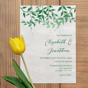 Rustic Botanical Leaves Wedding Vellum Invitations