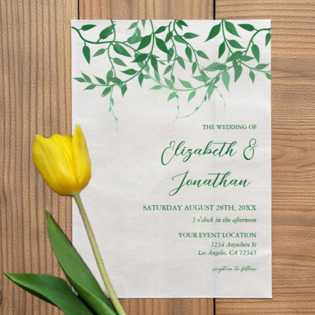 Rustic Botanical Leaves Wedding Vellum Invitations (Creator Uploaded)