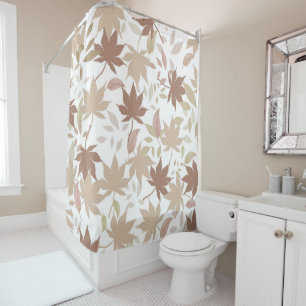 Rustic Botanical Maple Leaves Pattern Autumn Fall Shower Curtain
