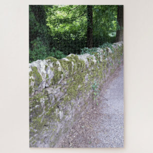 Rustic Botanical Mediaeval Wall Grey Green Tones Jigsaw Puzzle