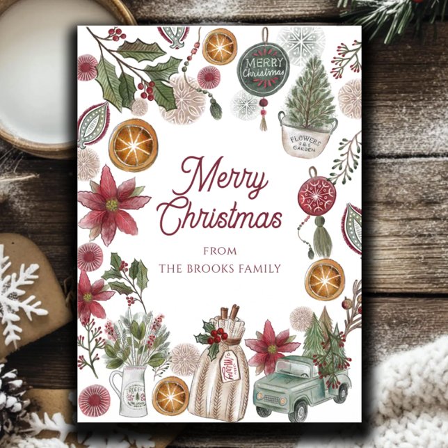 Rustic Botanical Merry Christmas Holiday Card (Creator Uploaded)