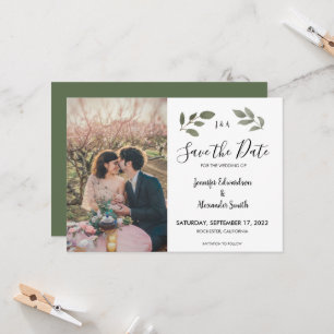 Rustic botanical monogram photo Save the Date Invitation