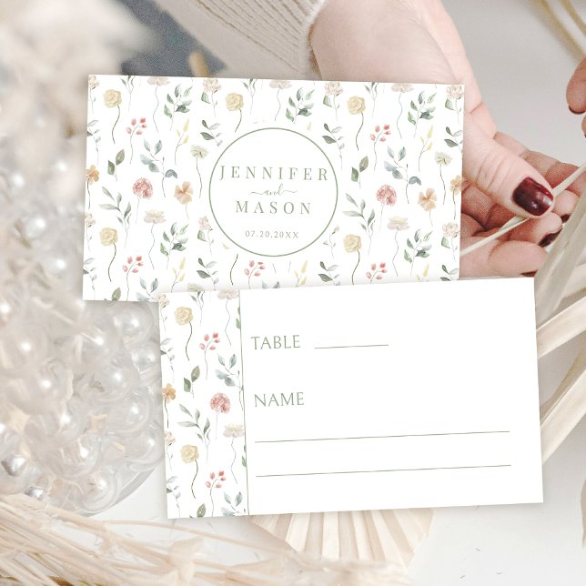 Rustic Botanical Pastel Floral Wedding Place Cards (Creator Uploaded)