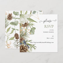 Rustic Botanical Pinecones Wedding Website RSVP  