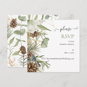 Rustic Botanical Pinecones Wedding Website RSVP