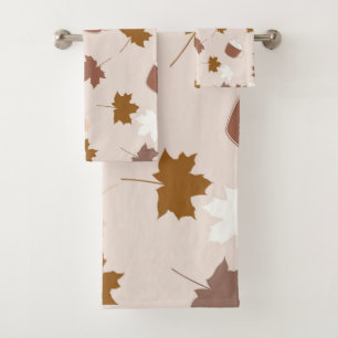 Rustic Botanical Pumpkin Spice Maple Leaf Pattern Bath Towel Set