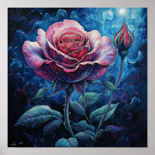 Rustic Botanical Rose Artwork Guest Room Decor