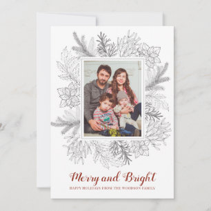 Rustic Botanical Sketch Family Christmas Photo
