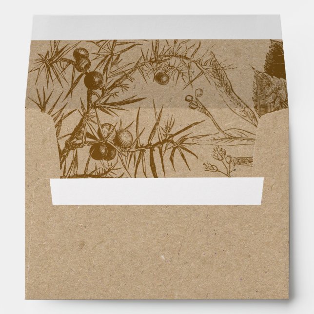 Rustic Botanical Sketch Kraft Paper Wedding Envelope (Back (Bottom))