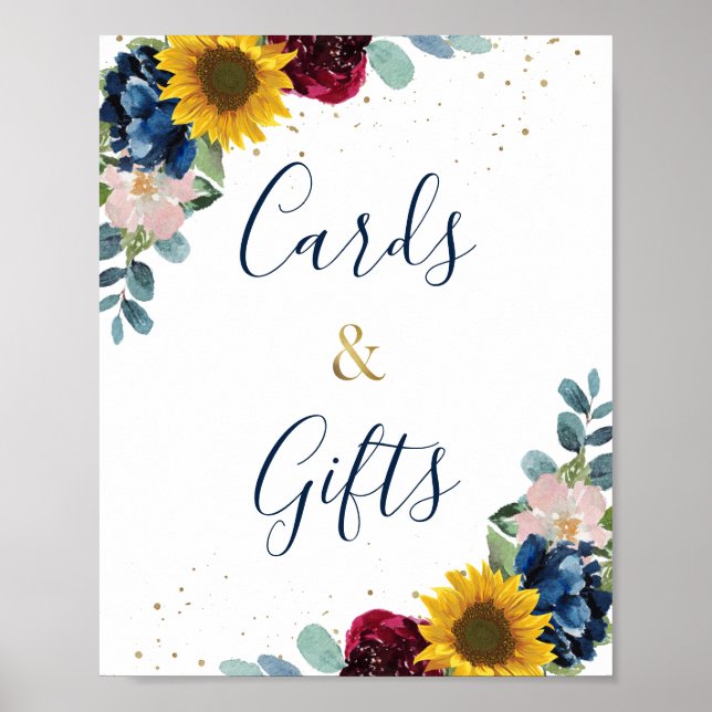 Rustic Botanical Sunflower Floral Cards and Gifts Poster (Front)