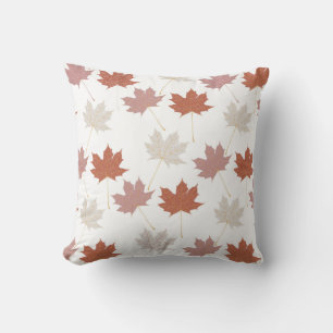 Rustic Botanical Terracotta Maple Leaves Pattern  Cushion