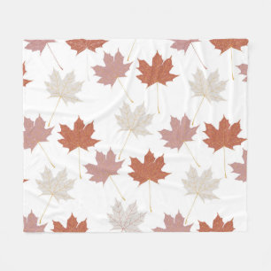 Rustic Botanical Terracotta Maple Leaves Pattern Fleece Blanket