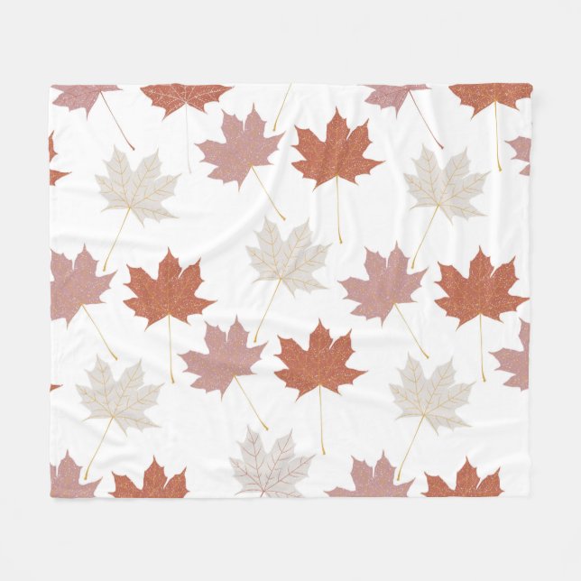 Rustic Botanical Terracotta Maple Leaves Pattern Fleece Blanket (Front (Horizontal))