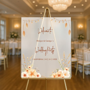 Rustic Botanical terracotta wedding welcome wreath Acrylic Sign