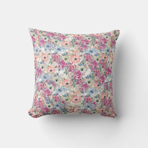 Rustic Botanical watercolor floral Cushion