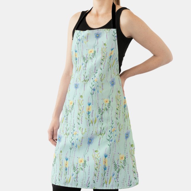  Rustic Botanical Watercolor gradient flora flower Apron (Insitu)