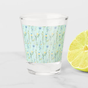 Rustic Botanical Watercolor gradient flora flower Shot Glass