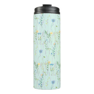 Rustic Botanical Watercolor gradient flora flower Thermal Tumbler