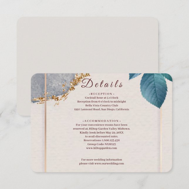 Rustic Botanical Wedding Enclosure Card | Elegant  (Front/Back)