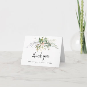 Rustic Botanical Wedding Photo Thank You Card