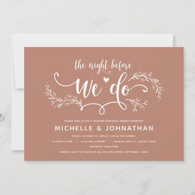 Rustic Botanical Wedding Rehearsal Dinner Invitation (Front)